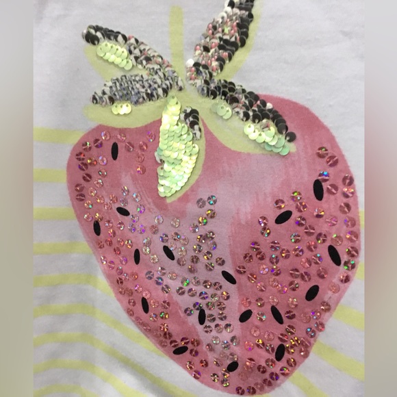 Cute Strawberry Yellow Striped T-Shirt for Kids - Picture 2 of 4